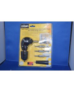 Rolson Right Angle Drill Attachment Keyless Chuck + Hinge Drill Set 