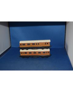 Trix TTR Short Bogie LNER Coaches [2] 1 Compo ,1 Brake , (No Boxes)
