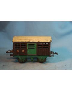 Hornby '0' Gauge  S.R. Cattle Wagon  (  Early 1930s, Playworn But Fair ) 