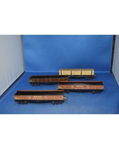 Trix Pre-War Bogie Brick Wagons [2] High Capacity & Timber (No Boxes) 
