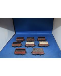 Trix 1/601,623, 608, 609, 638  5 Plank Wagons Brown [8] (No Boxes , Good Condition)