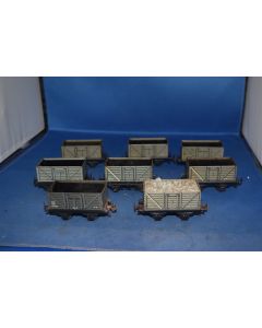 Trix 1/603, 4/603 638, 634, 609, 638 7 Plank Wagons Grey [8] (No Boxes , Good Condition)