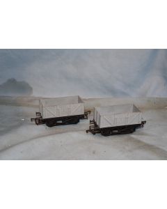 Hornby R10 [2] 7 Plank Coal Wagons Repainted Grey (No Boxes)