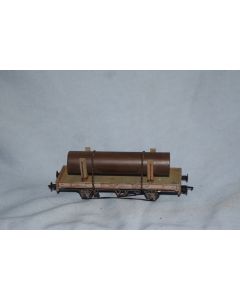 '00' Kit Built LWB Flat Wagon With Pipe Load ( Scale Wheels, NEM Couplings)
