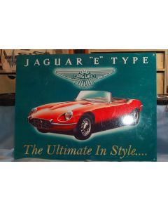 Tinplate Jaguar 'E' Type Sign ( 40cm x 30cm Heavy Weight Repro ) 